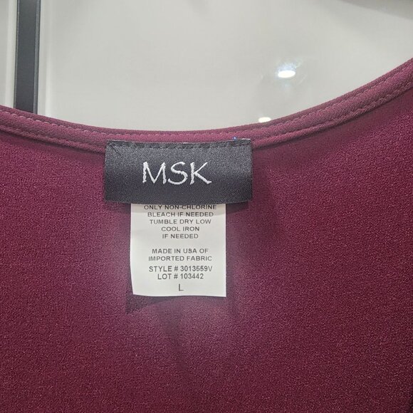 MSK Womens Burgundy Draped Front Midi Dress L - Picture 4 of 4